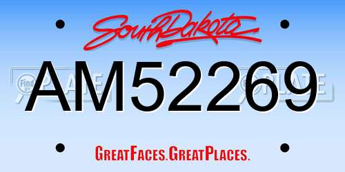 AM52269 South Dakota License Plate