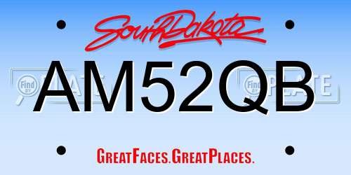 AM52QB South Dakota License Plate