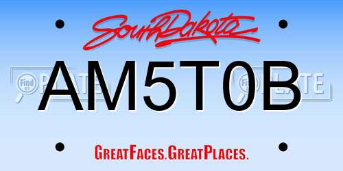 AM5T0B South Dakota License Plate