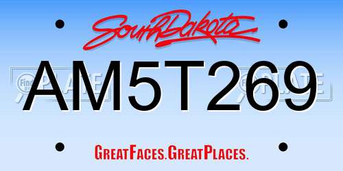 AM5T269 South Dakota License Plate