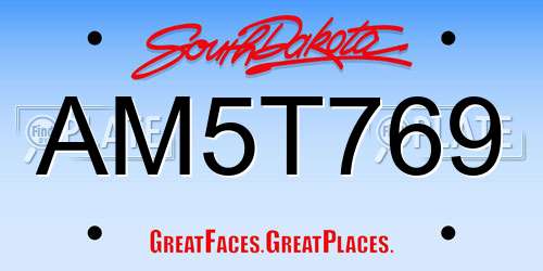 AM5T769 South Dakota License Plate