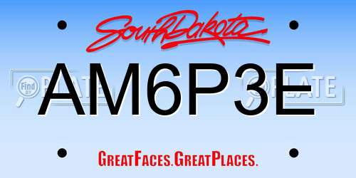 AM6P3E South Dakota License Plate