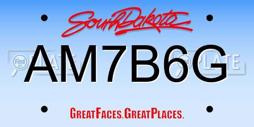 AM7B6G South Dakota License Plate