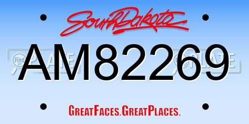 AM82269 South Dakota License Plate