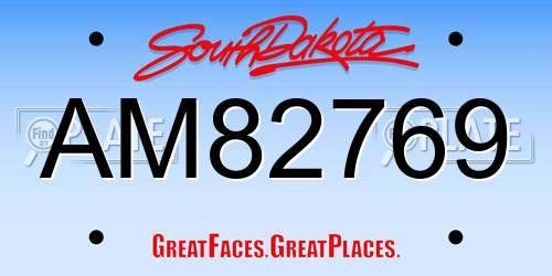 AM82769 South Dakota License Plate