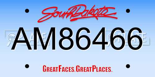 AM86466 South Dakota License Plate