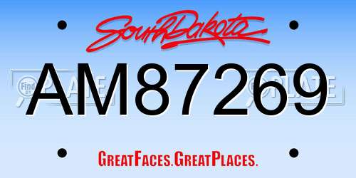 AM87269 South Dakota License Plate