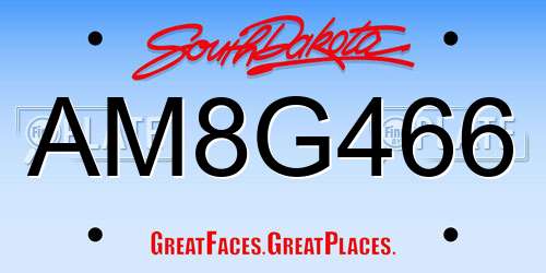 AM8G466 South Dakota License Plate