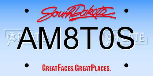 AM8T0S South Dakota License Plate