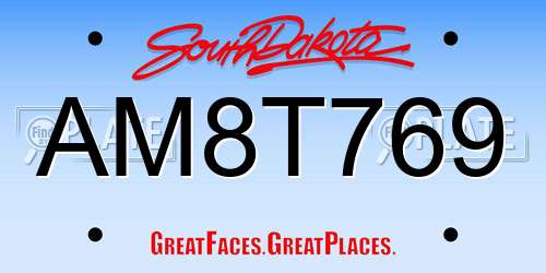 AM8T769 South Dakota License Plate