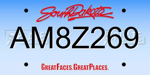 AM8Z269 South Dakota License Plate