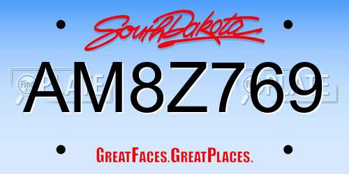 AM8Z769 South Dakota License Plate