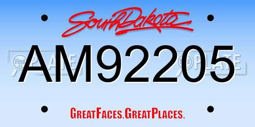 AM92205 South Dakota License Plate