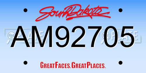 AM92705 South Dakota License Plate