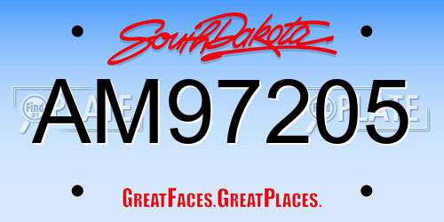 AM97205 South Dakota License Plate
