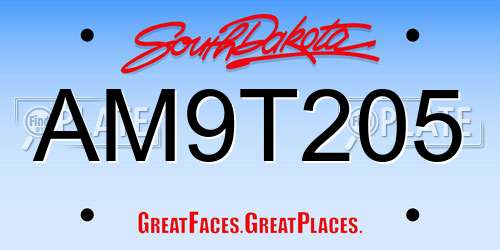 AM9T205 South Dakota License Plate