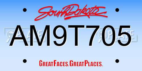 AM9T705 South Dakota License Plate