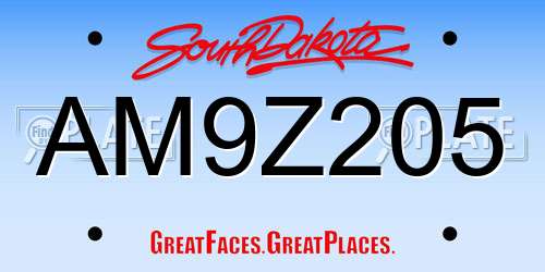 AM9Z205 South Dakota License Plate