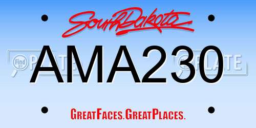 AMA230 South Dakota License Plate