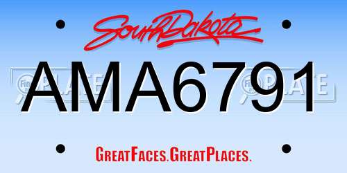 AMA6791 South Dakota License Plate