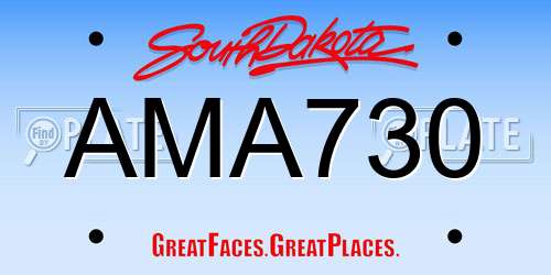 AMA730 South Dakota License Plate