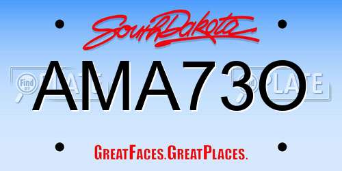 AMA73O South Dakota License Plate
