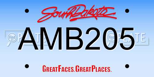 AMB205 South Dakota License Plate