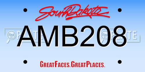 AMB208 South Dakota License Plate
