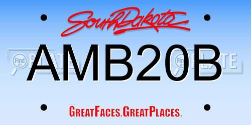 AMB20B South Dakota License Plate