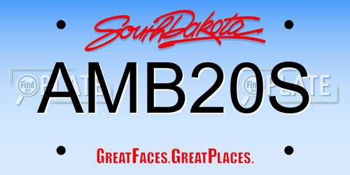 AMB20S South Dakota License Plate