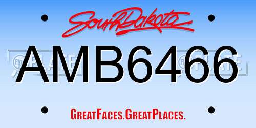 AMB6466 South Dakota License Plate