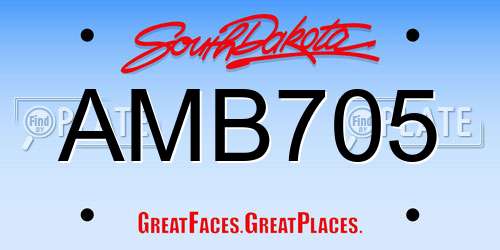 AMB705 South Dakota License Plate