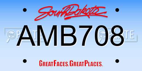 AMB708 South Dakota License Plate