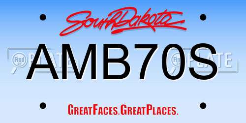 AMB70S South Dakota License Plate