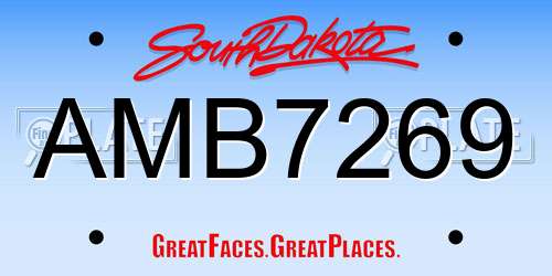 AMB7269 South Dakota License Plate