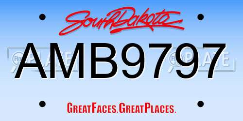AMB9797 South Dakota License Plate