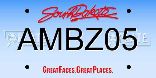 AMBZ05 South Dakota License Plate