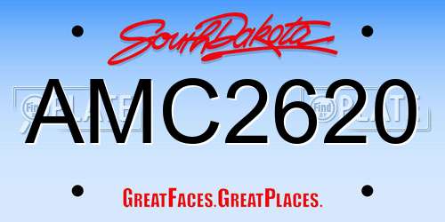 AMC2620 South Dakota License Plate