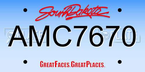 AMC7670 South Dakota License Plate
