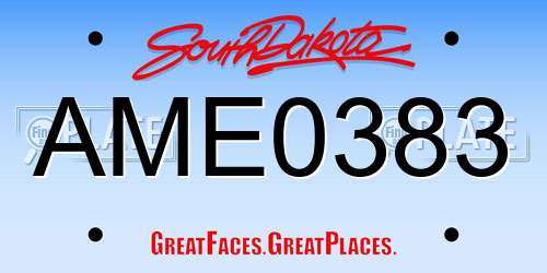 AME0383 South Dakota License Plate