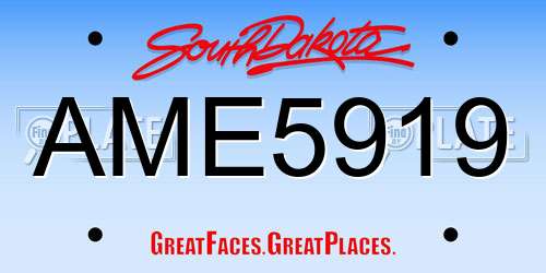 AME5919 South Dakota License Plate