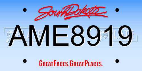 AME8919 South Dakota License Plate