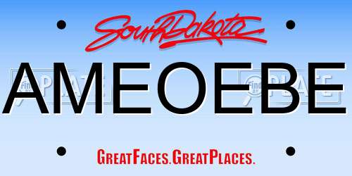 AMEOEBE South Dakota License Plate