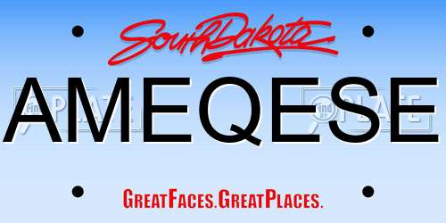 AMEQESE South Dakota License Plate