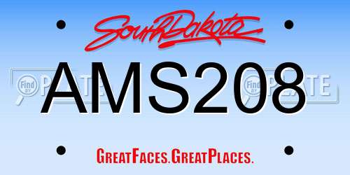 AMS208 South Dakota License Plate