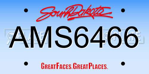 AMS6466 South Dakota License Plate