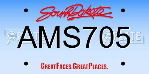 AMS705 South Dakota License Plate