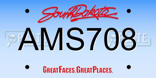 AMS708 South Dakota License Plate