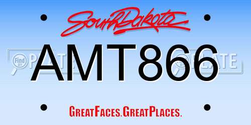 AMT866 South Dakota License Plate