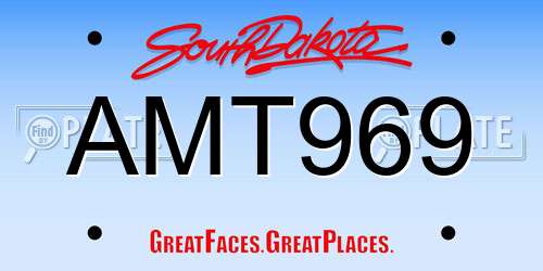 AMT969 South Dakota License Plate